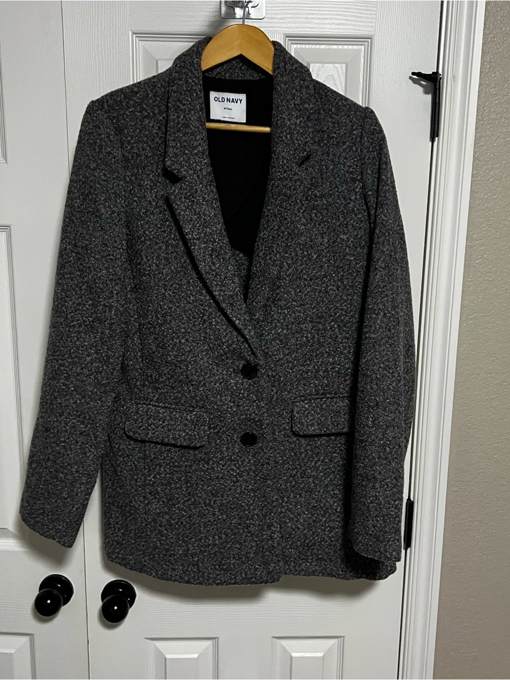 Old Navy Women's Charcoal Gray Wool-Blend Blazer Coat - Medium Tall